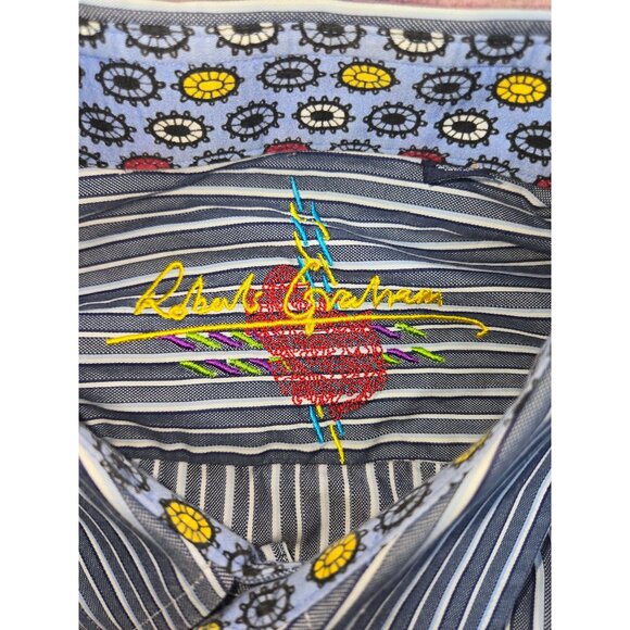 Robert Graham Mens Striped Shirt Long Sleeve Dress Shirt XL Button-Up Textured - Picture 5 of 10